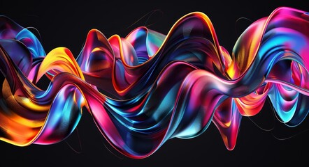 Canvas Print - This is a 3D rendering of an abstract twisted wavy shape in motion. This is computer-generated geometric art.