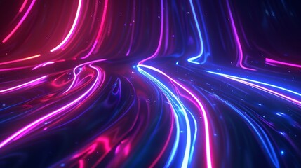 Wall Mural - Colorful laser rays set against an abstract neon background in 3D.