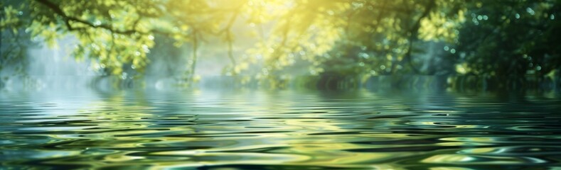 An image of water and plants with a blurred background