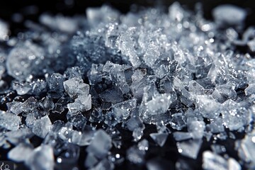 Poster - A pile of transparent ice crystals sitting on a table, suitable for winter or scientific themed designs