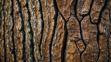 Bark of a tree showing the rough texture 