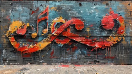 Canvas Print - Music Graffiti on Brick Wall