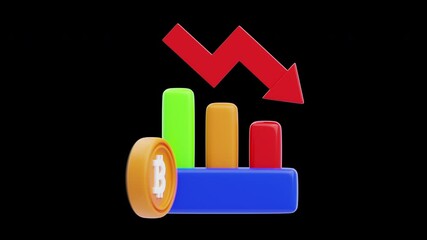 Poster - 3D Animation of Crypto Losses Decrease in Asset Value | Alpha Channel
