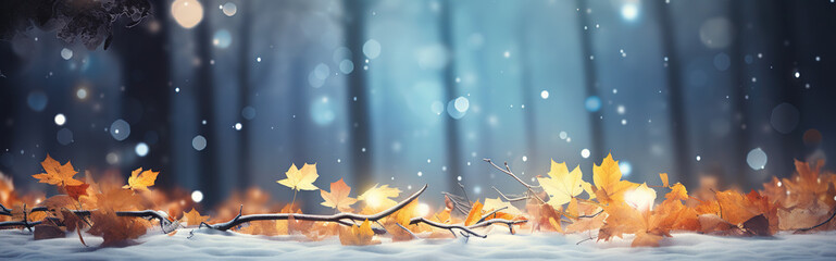 Wall Mural - autumn foliage in the snow header