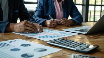 Canvas Print - Two Business Professionals Analyzing Data