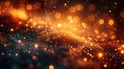 Wall Mural - Sparkling Abstract Background with Orange and Gold Bokeh