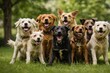 © Introvertia - Group of happy eight dogs of different breeds at park on sunny day