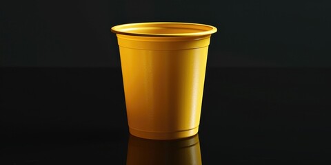 Aufkleber - A bright yellow cup sits alone on a table, ready for use