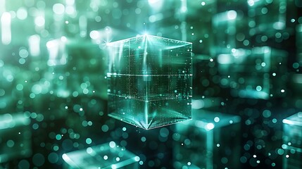 Blockchain Technology - Interconnected Cubes in a Digital Landscape