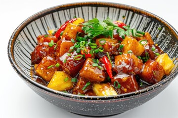 Wall Mural - A bowl filled with mixed meat and vegetables, suitable for use in food photography or as a prop for lifestyle images