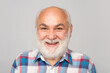 © Volodymyr - Happy old mature man smiling. Closeup portrait of an elegant senior man with grey beard isolated on studio background.
