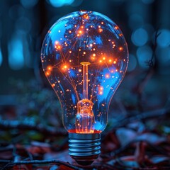 Poster - Glowing Light Bulb in Nature