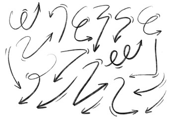 Poster - Set of hand-drawn arrows, circles and lines. Collection of hand drawn arrows on a transparent background. Arrow icons
