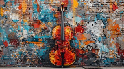 Poster - Cello Against Graffiti Wall