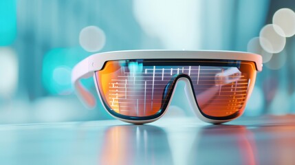 Poster - AR glasses overlaying information in real-time, practical and futuristic.