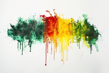 Poster - A colorful rainbow made from paint on a white background