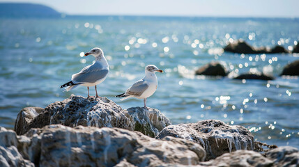 Wall Mural - Seagulls on the beach