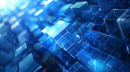 Poster - blue geometric shape abstract technology background, futuristic digital pattern design for tech proj