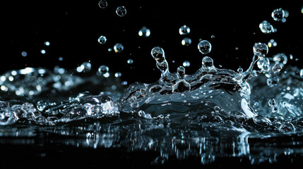 Poster - Fresh and Bubbly: Vibrant Sparkling Water Splash with Bubbles on Studio Background