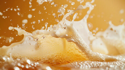 Poster - Refreshing Beer Splash with Foam and Bubbles on Studio Background