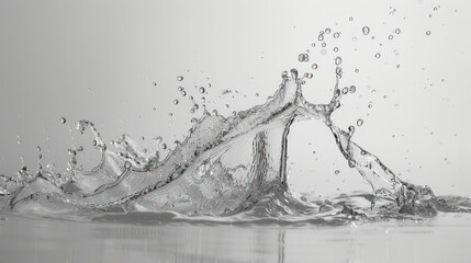 Poster - Dynamic Water Splash Freeze Frame on Plain Background