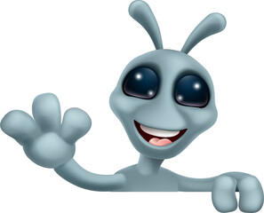 Canvas Print - Alien Grey Gray Fun Cartoon Character