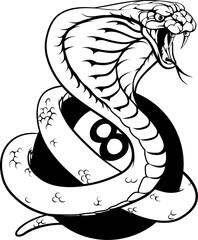 Wall Mural - Cobra Snake Pool 8 Ball Billiards Mascot Cartoon