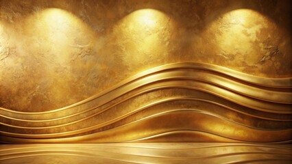 Wall Mural - Luxuriant golden cement wall backdrop with subtle texture, elegant curves, and a hint of warm, sunny undertones, perfect for contrast.