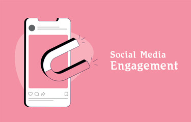 Poster - Social media engagement concept. User-generated posts, interactive contents, customer acquisition and user retention strategy. Audience engagement, smm digital campaigns isolated vector illustration