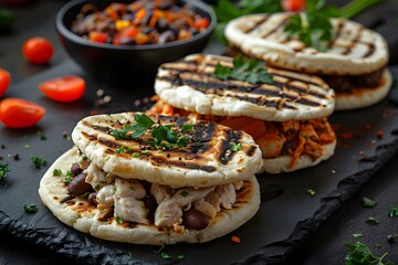 Wall Mural - Delicious Grilled Arepas with Savory Fillings