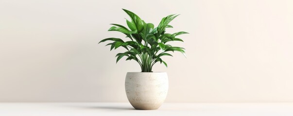 Isolated green plant in pot on white background mockup, 4K hyperrealistic photo