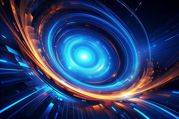 Poster - Blue technology swirl space sense background