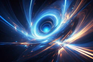 Poster - Blue technology swirl space sense background