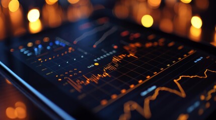 Aufkleber - A digital tablet with a detailed gold price chart and economic indicators.
