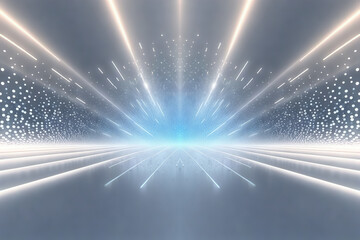 Poster - Gray radial motion lines with particle technology spatial background