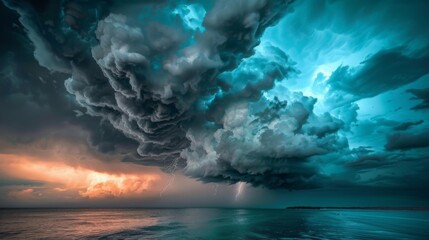 Poster - A dramatic thunderstorm brewing with dark clouds covering the sky.