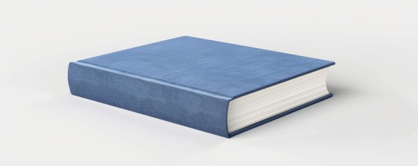 Wall Mural - Isolated blue hardcover book on white background mockup, 4K hyperrealistic photo