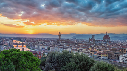 Wall Mural - florence city at sunset, italy