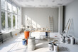 © Olga - Bright Room Undergoing Renovation with Painting Supplies and Ladders