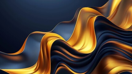 Poster - Abstract luxury background with gold and navy blue waves. Golden curves on a gold background.