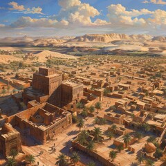 Poster - ancient trade route, The city of Iram was the capital of an ancient Nabatean kingdom, located in the area of Al-Hijr in the Empty Quarter between Iraq and Saudi Arabia