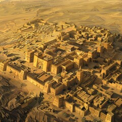 Wall Mural - ancient trade route, The city of Iram was the capital of an ancient Nabatean kingdom, located in the area of Al-Hijr in the Empty Quarter between Iraq and Saudi Arabia