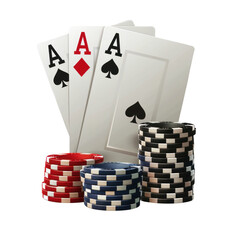 poker chips and cards isolated on transparent png