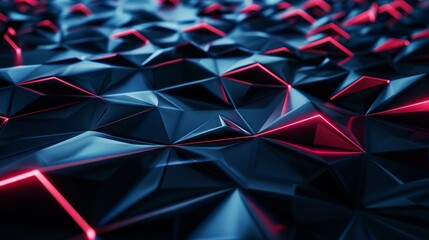 Poster - 3D illustration of futuristic technology with polygonal shapes on dark blue background. Conceptual design.