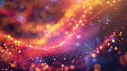 Poster - This 3D illustration features a neural network, big data, cybersecurity, Global database, and stock market. The background is vibrant and colorful with bokeh effects for added ambiance.
