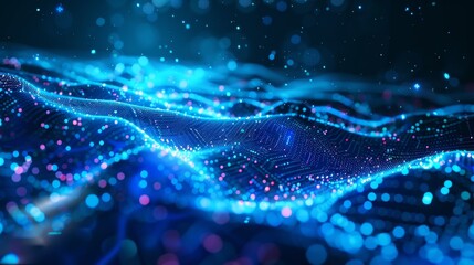 Poster - Cyberspace futuristic background, modern blue light abstract design.