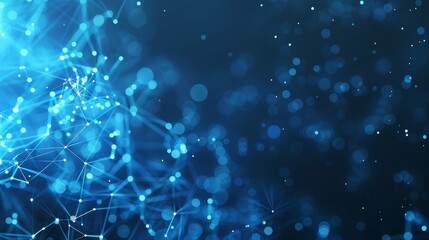Poster - A blue background with dots and light influenced by technology.