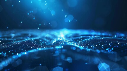 Poster - With light and dots, a blue tech-inspired background is presented.