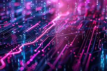 Poster - Close up view of a computer circuit board with various components and wires