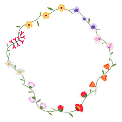 Wall Mural - Png frame with wildflower border